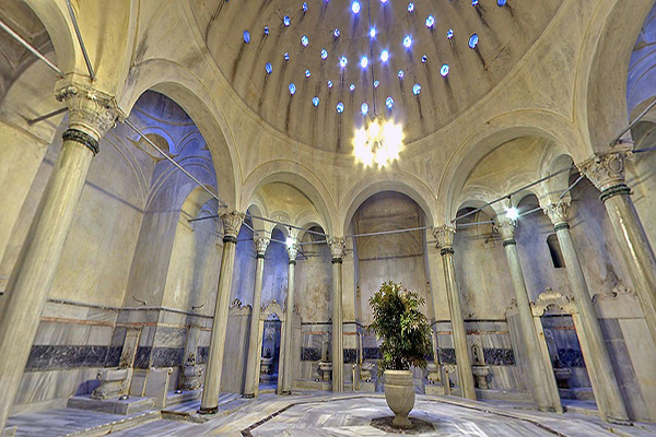 ISTANBUL, TURKEY: Cagaloglu Hamam (or Turkish bath) is one of the world's most well known and classic in design. Here we see the Hararet or hot room.